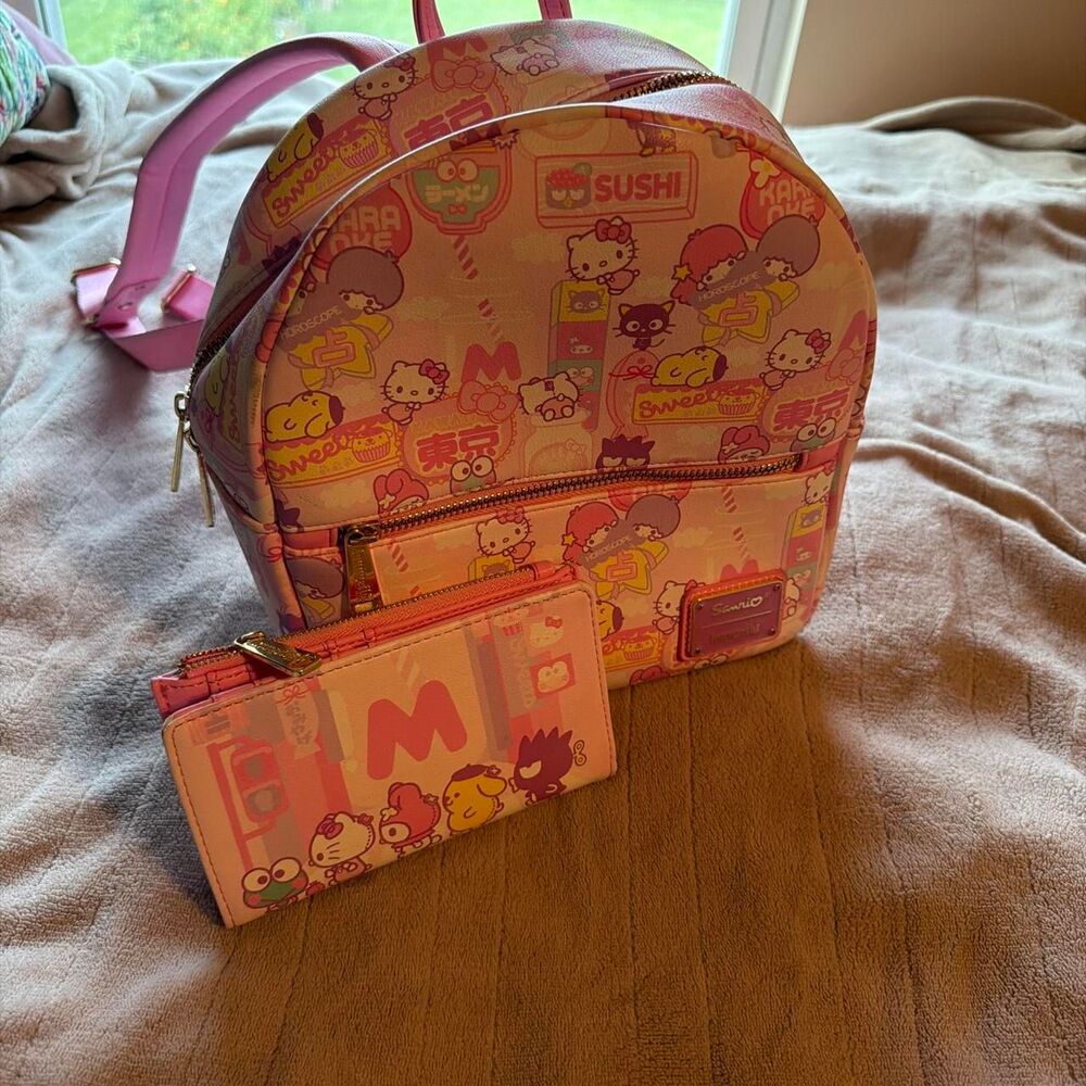 Loungefly x Sanrio Kitty Kawai Backpack and Wallet Bundle